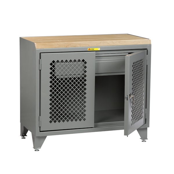 Little Giant Counter Height Bench Cabinet, 36"W, Solid Doors, Butcher Block Top MJP-LL-2D2436HD - main